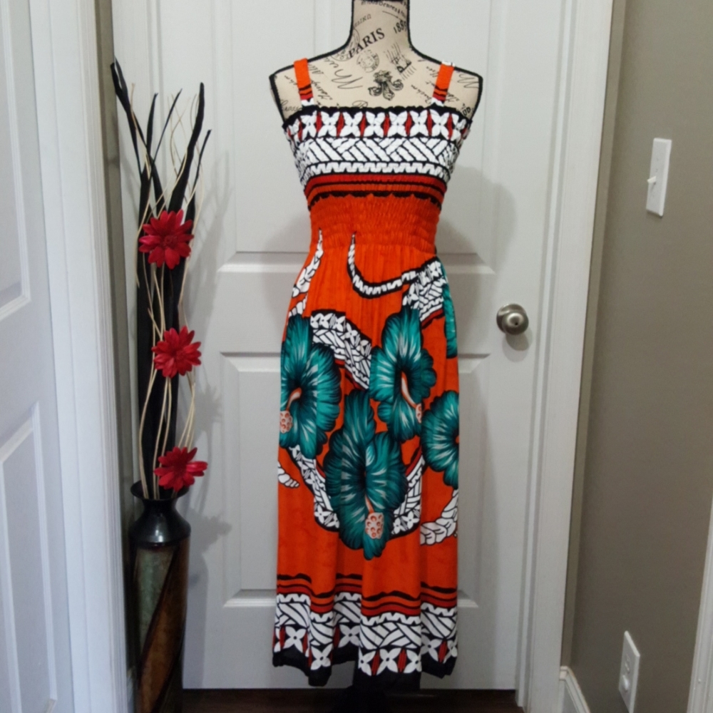 Vacation Women Hawaii Island Smock Waist Dress